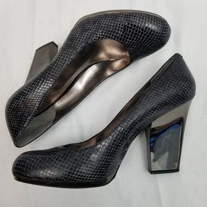 Enzo Angiolini Snake Skin Mirrored Heel Pumps